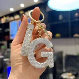 Full Rhinestone 26-Letter Keychain, Bling Car Key Ring & Sparkly Bag Charm - Perfect Small Gift