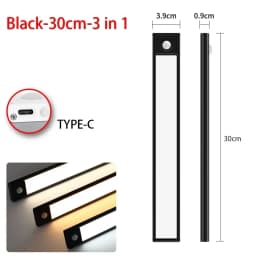 LED Motion Sensor Light Under Counter Lighting Wireless USB Rechargeable Kitchen Night Lights Magnetic 3-Colors Bedroom Lighting