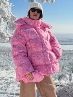 Polka Dot Padded Coat Color‑block Hooded Stand Collar Zipper Buttons Oversized Jacket 2026 Winter Women Warm Chic Casual Outfits