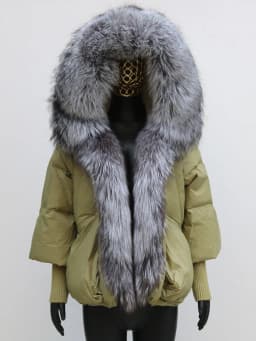 Women Coat White Duck Down Jacket Super Large Real Red Fox Fur Collar Hooded New Fashion Outerwear Puffer Jacket New