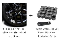 6Pcs Reflective Car Wheel Rim Vinyl Stickers Hash Mark Stripe Racing Wheel Hub Decals for Size 18" - 21" decorative sticker