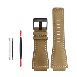 35-24mm convex cowhide band For Bell Ross B&R BR-01 BR-03 Men Genuine leather watchband silicone rubber waterproof watch strap