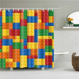 Nordic Style Geometric Stripe Wave Shower Curtains Frabic Waterproof Polyester Bathroom Curtain With Hooks