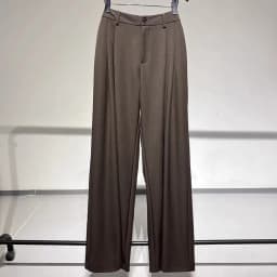 2026 Fall Winter Elegant Gray Suits Pants for Women Office Lady High Waist Wide Leg Fashion Trousers with Pockets Black Pant