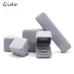 Grey Jewelry Gift Box Ring Earring Necklace Pendant Packaging Set Wedding Engagement Ring Case Bracelet Storage Box