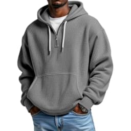 2027 Spring Autumn Men's Hooded Hoodie Solid Japan Style Vintage Sweatshirts Male Loose Streetwear Half Zipper Hooded Hoodies