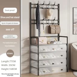 DIVEDEER 4-5 Tier Home Wardrobe Rack Bedroom Wardrobe Rack DIY Dustproof Storage Cabinet Shoe Rack Hanging Bag Storage Cabinet