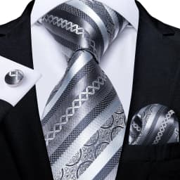 New Formal Ties Classic Blue Striped Necktie Handkerchief Cufflinks Gift For Men Wedding Tie Cravate Gravatas