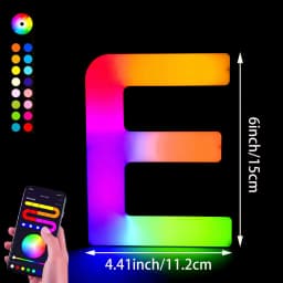1PC Smart LED Letter Light - DIY RGB Marquee App Control Music Sync Indoor Sign Game Holiday Party Wedding Graduation Season A-Z