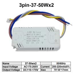 5pcs 3 Color LED Driver 200mA-220mA Transformer 8-24Wx2 25-40Wx2 37-60Wx2 60-80Wx2 For Ceiling Light Chandelier Replacement