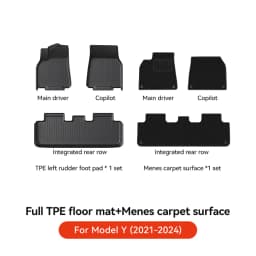 YZ For Tesla Floor Mat Model Y 2021-2026 Model 3 Highland Car Trunk Mat Luggage Mat TPE Waterproof Anti-Slip Set Floor Liner Mat