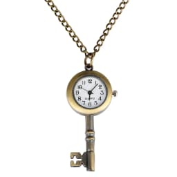 Antique Bronze Cute Lovely Vintage Key Shape Quartz Pocket Watch Buckle Necklace Gift Wall Chart FOB Pendant Clock Collectibles
