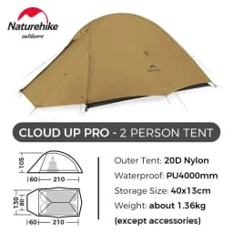 Naturehike Cloud Up Pro 1 2 3 Person Tent Outdoor Camping Tent Ultralight Waterproof Tent Free Standing Hiking Backpacking Tent