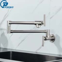 Chrome Black Wall Mounted Faucet Single Cold Water Tap 360 Rotating Spout Washing Faucet Folding Neck Bathroom Kitchen Tap