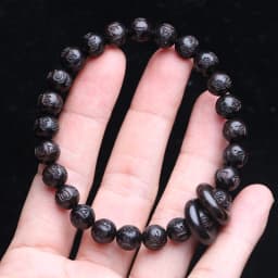 Authentic Natural Ebony Tibetan Six-Character Mantra Tibetan Prayer Wheel Bracelet 15mm Unisex Bracelet