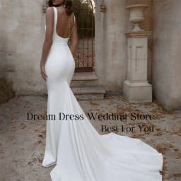 Classic Mermaid Wedding Dresses 2026 Square Collar Spaghetti Straps Open Back Buttons Bridal Gowns Vestidos De Novia Customized