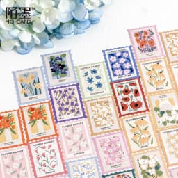 45 Pcs Stamp Style Flower Stickers Set for Journal Planner DIY Crafts Scrapbooking Embellishment Diary
