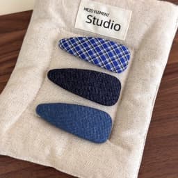 New Style Lightening Blue Denim Checkered BB Clip Fabric Hair Clip Fashionable Bang Clip Side Clip Loose Hair Accessory