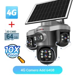 LS VISION 20MP 10X Optical Zoom 4G Solar Camera Outdoor WiFi Three Screen 3PTZ 360° Auto Tracking Security CCTV Camera V380 Pro