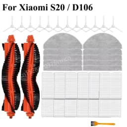Compatible For Xiaomi Robot Vacuum S20 / D106 Parts Main Side Brush Hepa Filter Mop Cloth Dust Bag Replacement Spare Accessories
