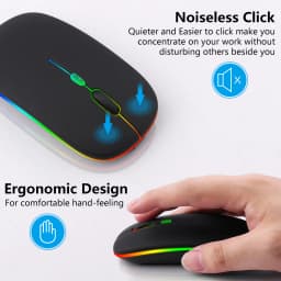GOOJODOQ Bluetooth + 2.4G Dual-mode Mouse Rechargeable Colorful Light 800-1200-1600 DPI Noiseless Click Ergonomic Design