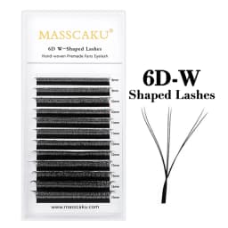 New MASSCAKU 5cases/lot  W Shape Eyelash Extensions 3D-8D Premade Volume Fans WW Style False Eyelashes Natural Private Label