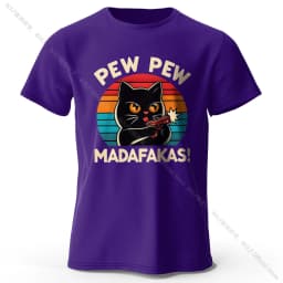 Cute Hand-Drawn Cat Doodle Print 100% Cotton T-Shirt, Ultra Soft Round Neck Short Sleeve Tee for Men & Women