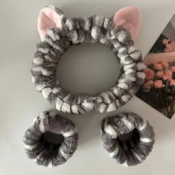 Cute Cat Ear Plush Headband Set Cartoon Cat Ear Plush Headband and Wristband Set Cute Animal Cat Ear Plush Headband Super Adorab