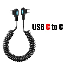 120W 6A USB C Fast Charging Cable Elbow Stretch Spring Data Cord For iPhone Samsung Xiaomi Huawei Phone Car Charge Type C Cable