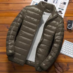Men Parkas Down Cost Stand Collar Zipper Parka Outerwear Loose Cardigan Solid Pockets Spliced Winter Casual Long Sleeve