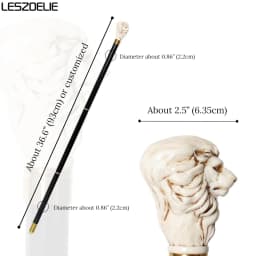 93cm Lion-Head Resin Walking Stick Detachable German Beech Wooden Canes Men Women Fashionable Party Decorative Walking Sticks