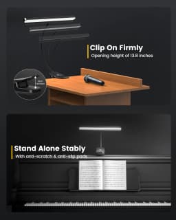 Glocusent Foldable Long-Lasting Clip on Dimmable Brightness Adjustable Led Music Stand Light Piano Musical Sheet Lamp