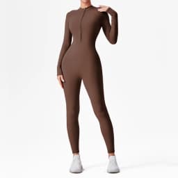 Naked Feel Yoga Unitard with Half Zip, Slimming Dance Bodysuit for Women, Seamless Gym Wear One Piece Workout Suit Spring Autumn