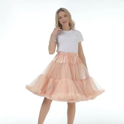 Skirt Length 55cm Women Tutu Skirt Solid Fluffy Tulle Princess Ball Gown Pettiskirt Ladys Ballet Party Performance Dress PP008