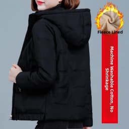 Women's Short down Cotton Jacket Warmth Outerwear Winter Coat plus Size Fluffy Coat Slimming Thickened Long Sleeve Zipper