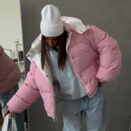 Women 3 in 1 Puffer Jacket Reversible Wear Detachable Sleeves Oversized Loose Fit Hooded Coat Casual Winter Ladies Outerwear