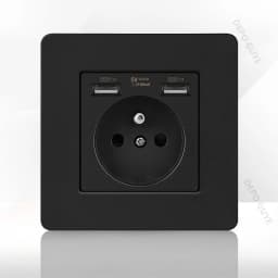 86 Type Retro Switch 1-4 Gang 2 Way Wall Light Brass Lever Toggle Switch Black Matte Stainless Steel Panel EU FR Power Outlet