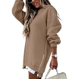 Style Pullover Hoodie Regular Fit Commute Style with Round Neck Asymmetrical No Hood Standard Length Single Women Sweatshirt
