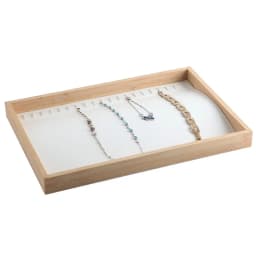 Wood Jewelry Display Tray with Storage Box and Racks for Necklaces, Bracelets, and Accessories