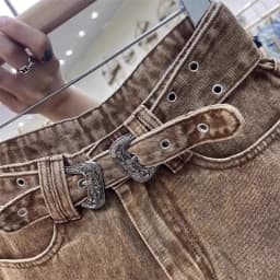 Retro Brown Shorts with A Cut Waistband High Waist Personalized Fashion Wide Leg Hot Pants Shorts Women