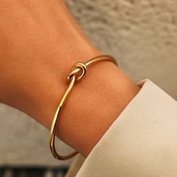 Stainless Steel Bracelets Elegant Trendy Round Circular Open Knot Cuff Bangle For Women Jewelry Goth Temperament Everyday Wear