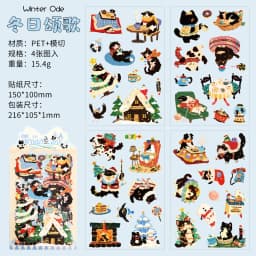 Journal GO 4pcs Cute Meow Stickers for Scrapbook Collage Junk Journal Decoration Lovely Cats Greeting Card Album Planner Sticker