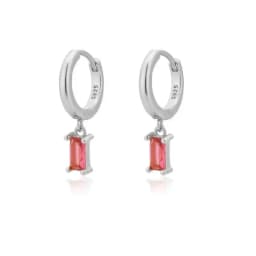 Huggies Earrings Purple white Green Blue Red Square Heart Silver Color Small Hoop Earrings for Women Girls Wedding Jewelry