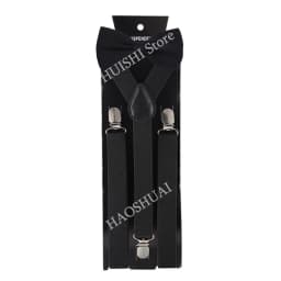 Suspenders Man Bowtie Solid Color Elastic PU Leather Suspenders For Man Belt Adjustable Straps For Wedding Bow Tie Accessories