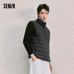 Semir Men Down Vest Water Repellent Lightweight Build 90 Percent Down Fill Stand Collar Solid Color Commuter Style 2026 Winter