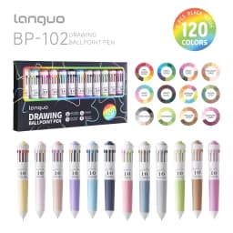 LANGUO Multicolor Pens 28/60/120 Colors 10-in-1 Colored Ballpoint Pen 0.8mm Fine Point Smooth Writing Retractable Ballpoint Pens