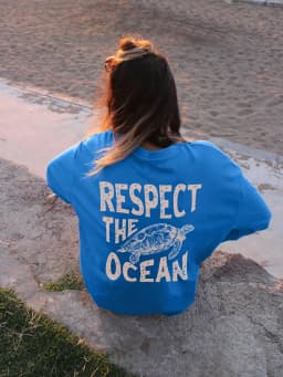 Respect The Ocean Green Turtle Print T-Shirts Women Casual Fashion T Shirt Breathable Cotton Short Sleeve O-Neck Street Clothing