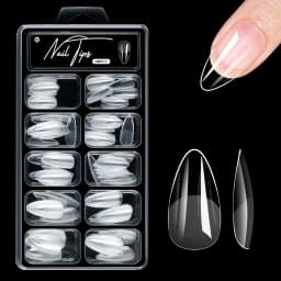 100pcs Almond Square Traceless Transparent False Nail Stickers Full Cover Pressed Nail Acrylic Suitable for Nail Art Extension