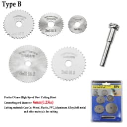 6pcs High Speed Steel Circular Saw Blade Hss Cutting Disc Rotating Drilling Tool Accessories For Wood Plastic And Aluminum