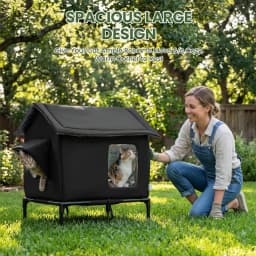 Elevated Pet House-Bed Moisture-Proof Design Cat House Weatherproof for Indoor or Outdoor Use Fits Small or Medium Pets